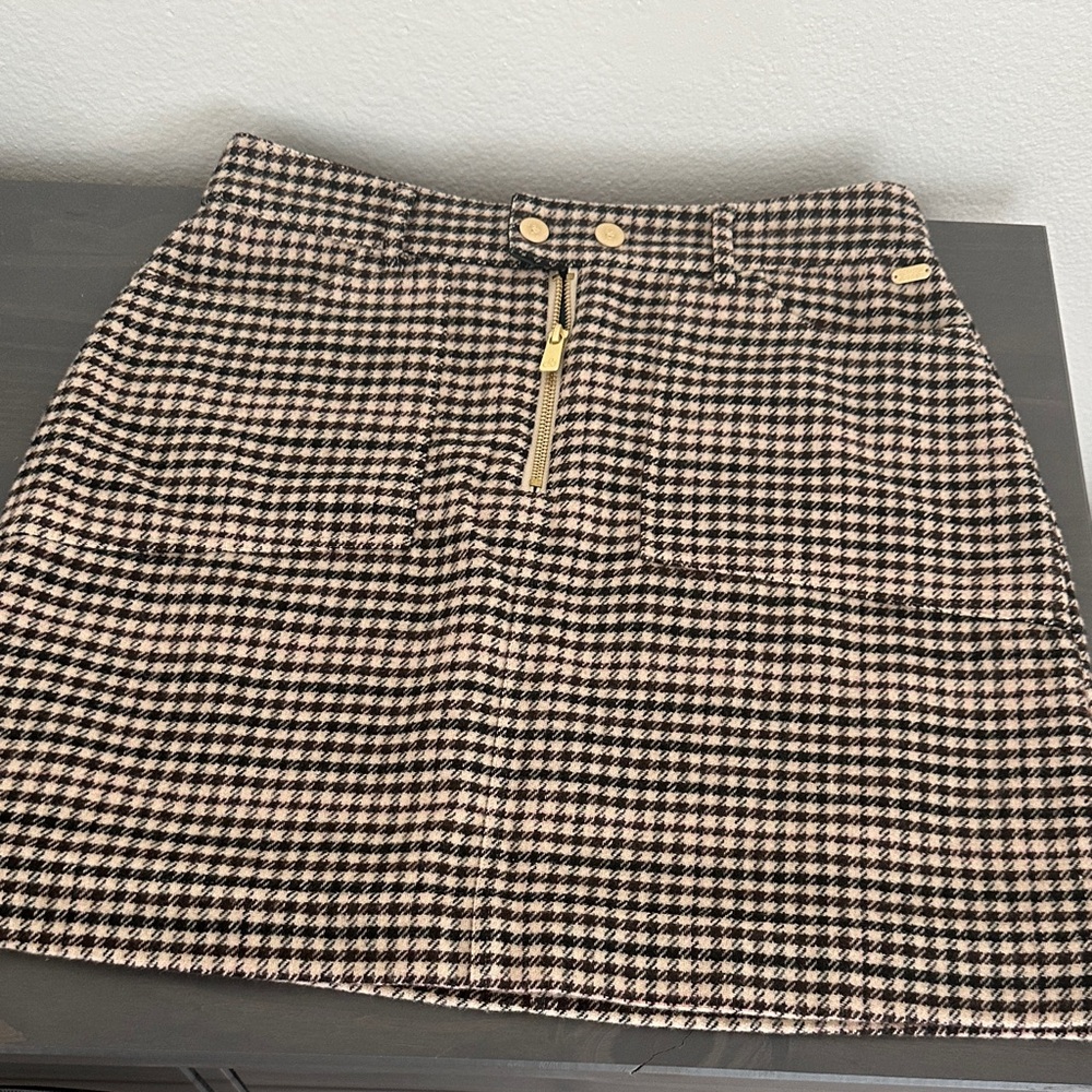 Scotch & Soda Black and Cream Houndstooth Mini Skirt